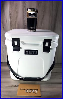 2 Psc Set Yeti Roadie 24 Hard Cooler White Plus 20oz Teti Rambler Black NEW