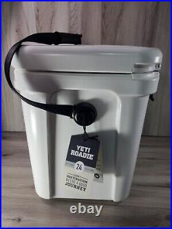 2 Psc Set Yeti Roadie 24 Hard Cooler White Plus 20oz Teti Rambler Black NEW