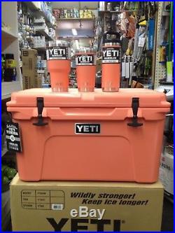 BRAND NEW YETI Tundra 45 Quart Cooler CORAL Limited Edition With 30oz, 20oz, 18oz