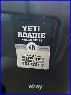 Brand New Never Used Authentic Yeti Roadie Size 48 Wheeled Cooler, Charcoal