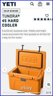 NEW YETI? KING CRAB? ORANGE LIMITED EDITION TUNDRA 45 COOLER Sealed Box