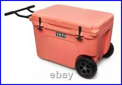 NIB RARE YETI TUNDRA HAUL COOLER IN CORAL With HANDLE AND WHEELS HOLDS 45 CANS