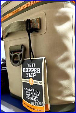 New Yeti Hopper Flip 18 Cooler Ice Chest Field Tan & Orange Great Gift