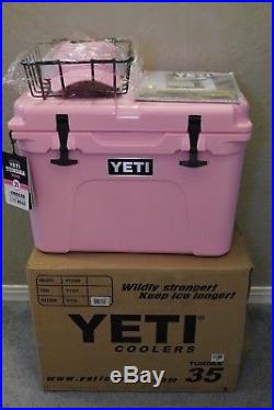 New in Box! Limited Edition Yeti Tundra 35 Pink Cooler with Pink Yeti Hat