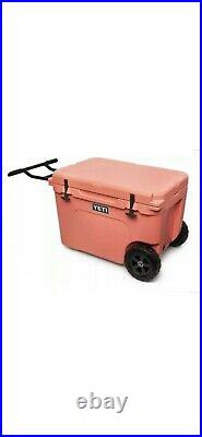 RARE YETI TUNDRA HAUL COOLER IN CORAL With HANDLE AND WHEELS