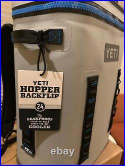 YETI HOPPER BACKFLIP 24 Backpack Cooler FOG GRAY TAHOE BLUE, RARE, FREE SHIPPING