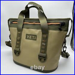 YETI Hopper 20 Soft Cooler Zip Top Field Green Tan Orange Zipper Closure VGUC