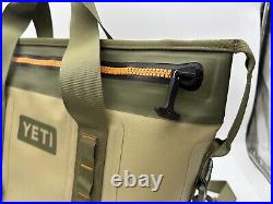 YETI Hopper 20 Soft Cooler Zip Top Field Green Tan Orange Zipper Closure VGUC