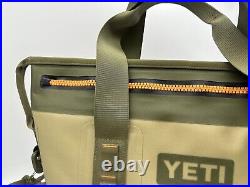 YETI Hopper 20 Soft Cooler Zip Top Field Green Tan Orange Zipper Closure VGUC