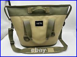 YETI Hopper 20 Soft Cooler Zip Top Field Green Tan Orange Zipper Closure VGUC