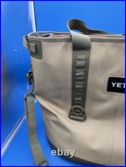 YETI Hopper 40 Soft Side Cooler Tan Field Green and Orange Liner and Zipper