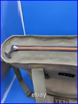 YETI Hopper 40 Soft Side Cooler Tan Field Green and Orange Liner and Zipper
