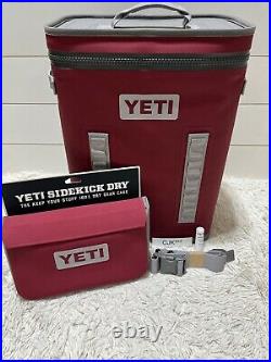 YETI Hopper BACKFLIP 24 Soft Backpack Cooler LTD ED HARVEST RED withSIDEKICK DRY
