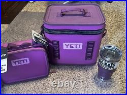 YETI Hopper Flip 12 Soft Cooler + LUNCH BOX + 30 oz TUMBLER LTD ED NORDIC PURPLE