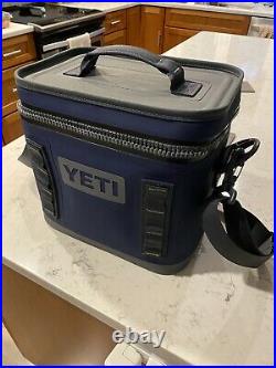 YETI Hopper Flip 8 Cooler Navy Blue and Grey Shoulder Strap Slightly Used