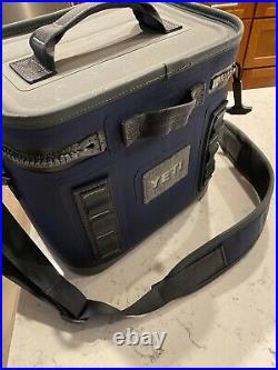 YETI Hopper Flip 8 Cooler Navy Blue and Grey Shoulder Strap Slightly Used