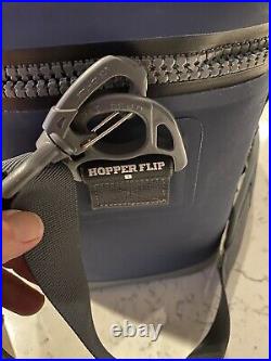 YETI Hopper Flip 8 Cooler Navy Blue and Grey Shoulder Strap Slightly Used