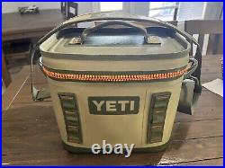 YETI Hopper Flip 8 Portable soft Cooler bag Field Tan/Blaze Orange withstrap rare