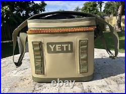 YETI Hopper Flip 8 Portable soft Cooler bag Field Tan/Blaze Orange withstrap rare