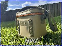 YETI Hopper Flip 8 Portable soft Cooler bag Field Tan/Blaze Orange withstrap rare