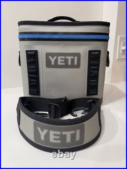 YETI Hopper Flip 8 Soft Cooler FOG GRAY? Tahoe Blue? & Shoulder Strap NICE! EUC