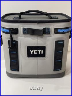 YETI Hopper Flip 8 Soft Cooler FOG GRAY? Tahoe Blue? & Shoulder Strap NICE! EUC