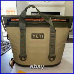 YETI Hopper Two 30 Portable Cooler Field Tan/Blaze Orange EUC