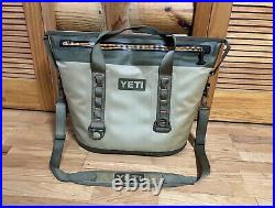 YETI Hopper Two 30 Portable Soft Cooler Bag Tote Green Tan Orange Zipper Broken