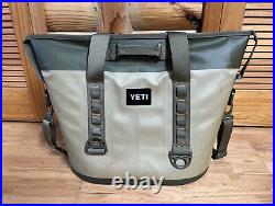 YETI Hopper Two 30 Portable Soft Cooler Bag Tote Green Tan Orange Zipper Broken
