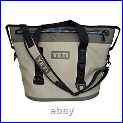 YETI Hopper Two 30 Soft Sided Cooler Fog Gray/Tahoe Blue BROKEN ZIPPER AS IS