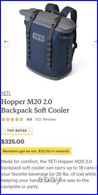 YETI M20 Hopper Backpack Cooler Soft Cooler Black Yeti Cooler Brand New W Tags