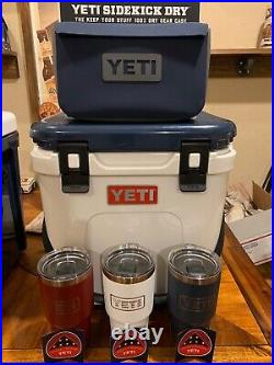 YETI ROADIE 24 CUSTOM COOLER With FOLDS OF HONOR VETERANS RAMBLERS SET With SIDEKICK