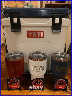 YETI ROADIE 24 CUSTOM COOLER With FOLDS OF HONOR VETERANS RAMBLERS SET With SIDEKICK