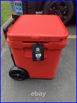 YETI Roadie 48 Wheeled Cooler with Retractable Periscope Handle Rescue Red NWT