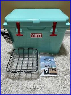 YETI TUNDRA 35 HARD COOLER? CUSTOM-SEAFOAM? WithDRY GOODS BSKT? RED LATCH KIT