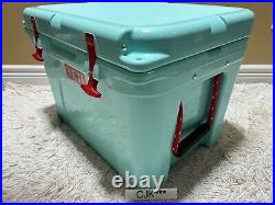 YETI TUNDRA 35 HARD COOLER? CUSTOM-SEAFOAM? WithDRY GOODS BSKT? RED LATCH KIT