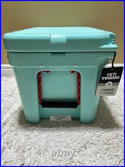 YETI TUNDRA 35 HARD COOLER? CUSTOM-SEAFOAM? WithDRY GOODS BSKT? RED LATCH KIT