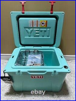 YETI TUNDRA 35 HARD COOLER? CUSTOM-SEAFOAM? WithDRY GOODS BSKT? RED LATCH KIT