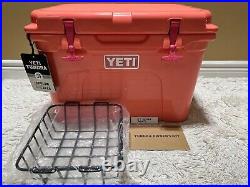 YETI TUNDRA 35 Hard Cooler? CUSTOM-CORAL? WithDRY GOODS BASKET & PINK LATCH KIT