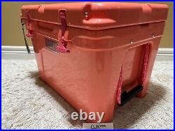 YETI TUNDRA 35 Hard Cooler? CUSTOM-CORAL? WithDRY GOODS BASKET & PINK LATCH KIT