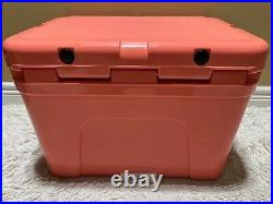 YETI TUNDRA 35 Hard Cooler? CUSTOM-CORAL? WithDRY GOODS BASKET & PINK LATCH KIT