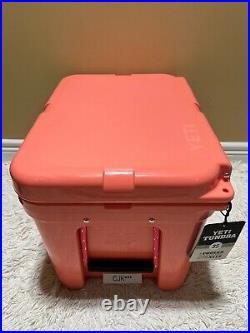 YETI TUNDRA 35 Hard Cooler? CUSTOM-CORAL? WithDRY GOODS BASKET & PINK LATCH KIT