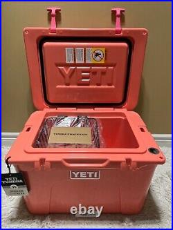 YETI TUNDRA 35 Hard Cooler? CUSTOM-CORAL? WithDRY GOODS BASKET & PINK LATCH KIT