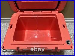 YETI TUNDRA 35 Hard Cooler? CUSTOM-CORAL? WithDRY GOODS BASKET & PINK LATCH KIT