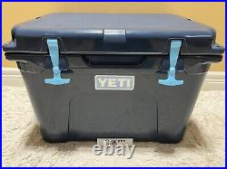 YETI TUNDRA 35 hard cooler CUSTOM NAVY! +DRY GOODS BASKET+LIGHT BLUE LATCH KIT