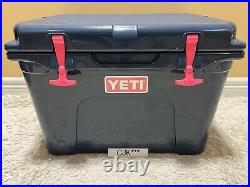 YETI TUNDRA 35 hard cooler? CUSTOM NAVY! +DRY GOODS BASKET+? PINK LATCH KIT