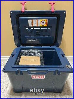 YETI TUNDRA 35 hard cooler? CUSTOM NAVY! +DRY GOODS BASKET+? PINK LATCH KIT