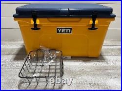 YETI TUNDRA 45? CUSTOM HARD COOLER withDRY GOODS BSKT-LTD ED ALPINE YELLOW withNAVY