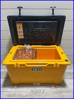 YETI TUNDRA 45? CUSTOM HARD COOLER withDRY GOODS BSKT-LTD ED ALPINE YELLOW withNAVY