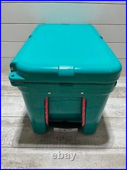 YETI TUNDRA 45 HARD COOLER? CUSTOM LTD. ED. AQUIFER BLUE with? PINK LATCH KIT